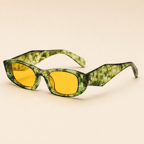 Green Marble Sunglasses with Yellow Lenses
