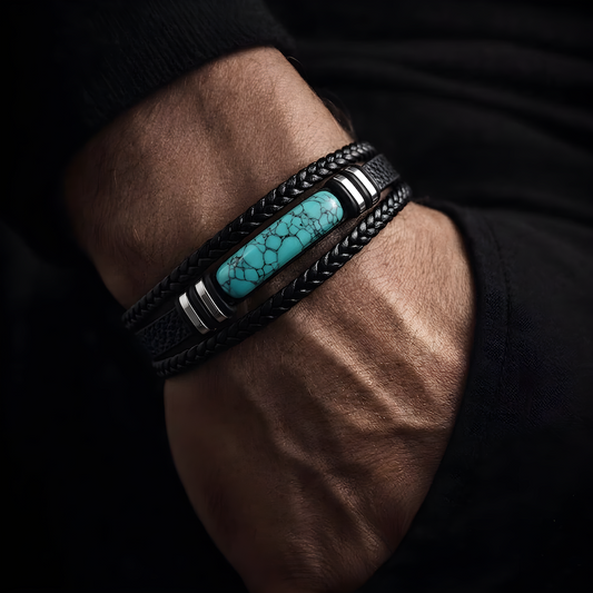 Turquoise Accent Leather Bracelet