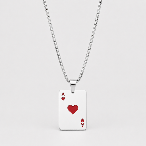 Ace of Hearts Pendant Chain Necklace