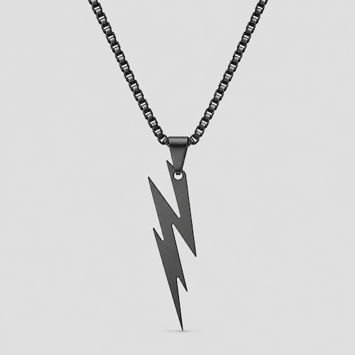 Black Lightning Bolt Chain Necklace