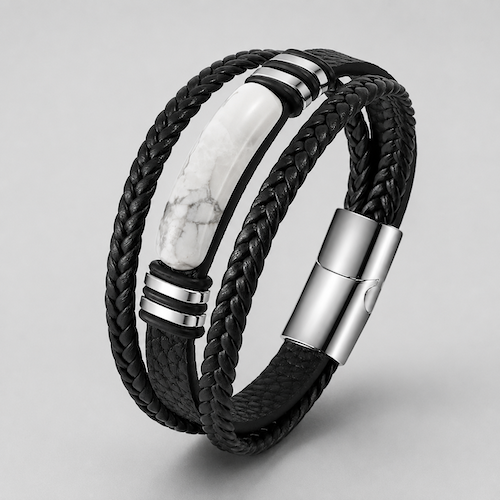 Marble Accent Leather Bracelet