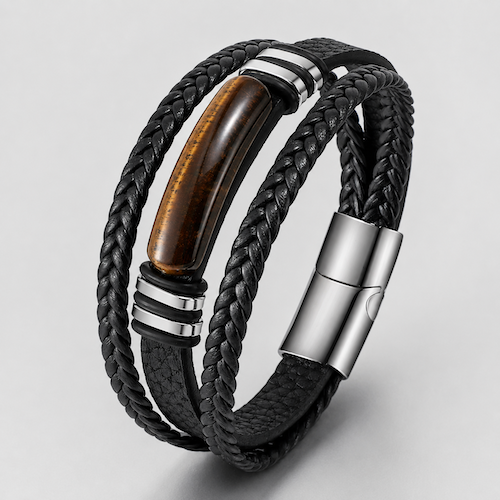 Tiger Eye Leather Bracelet