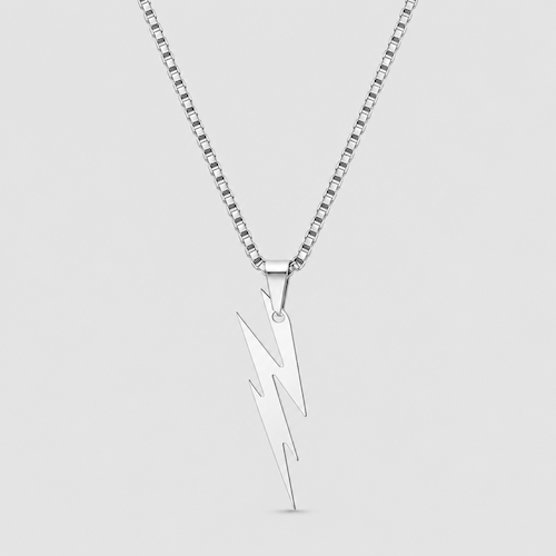 Silver Lightning Bolt Chain Necklace