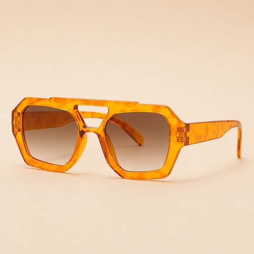 Amber Orange Geometric Sunglasses