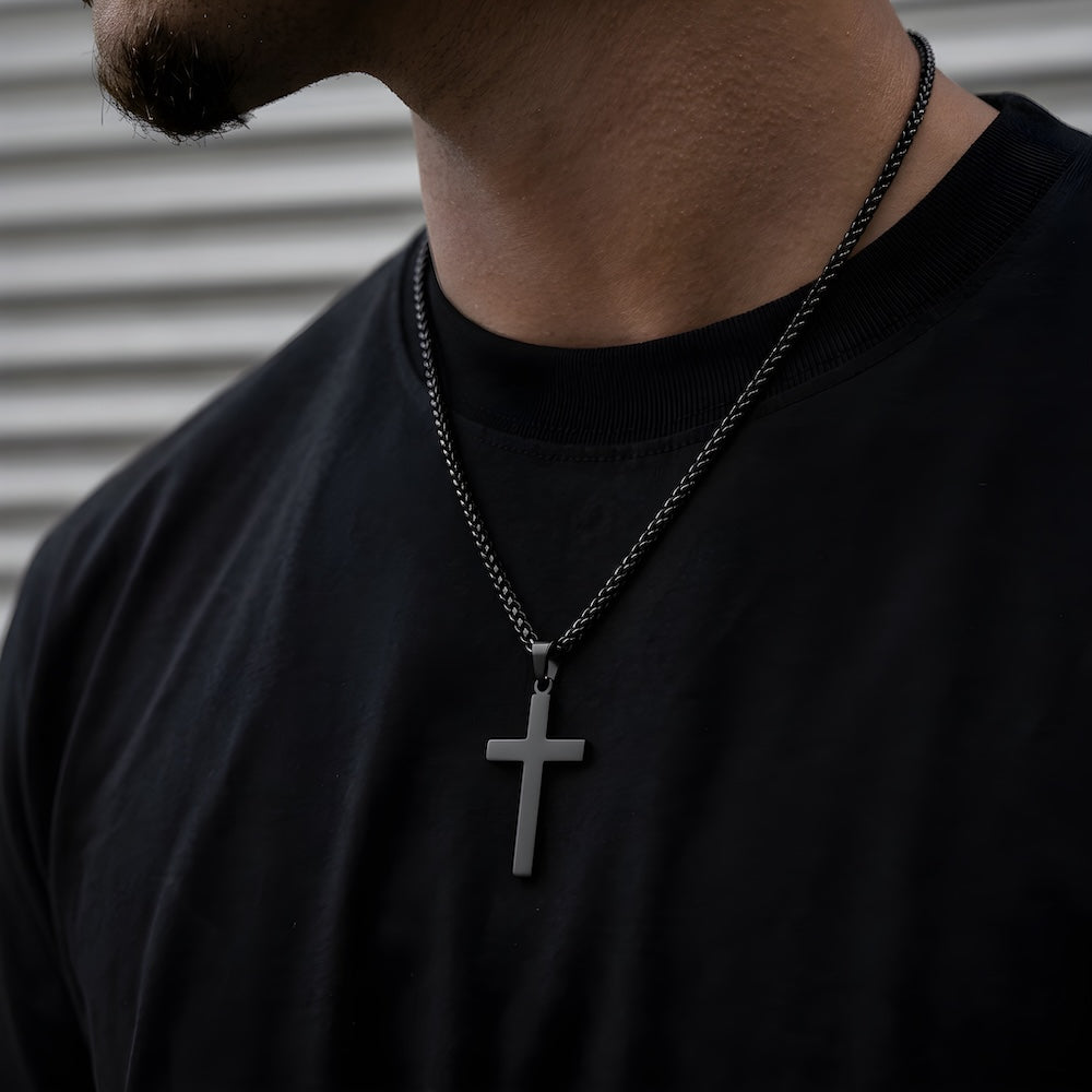 Black Cross Chain Necklace