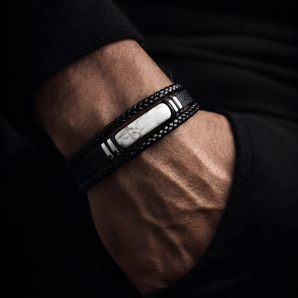 Marble Accent Leather Bracelet