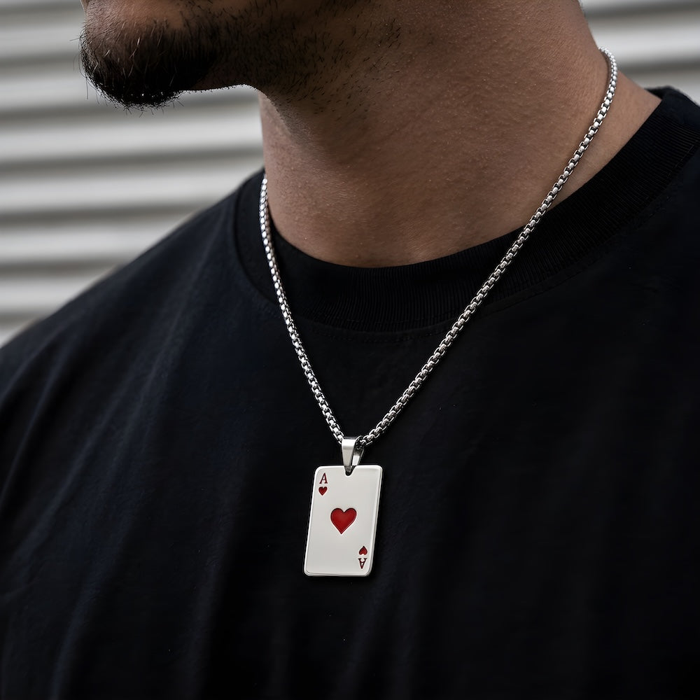 Ace of Hearts Pendant Chain Necklace