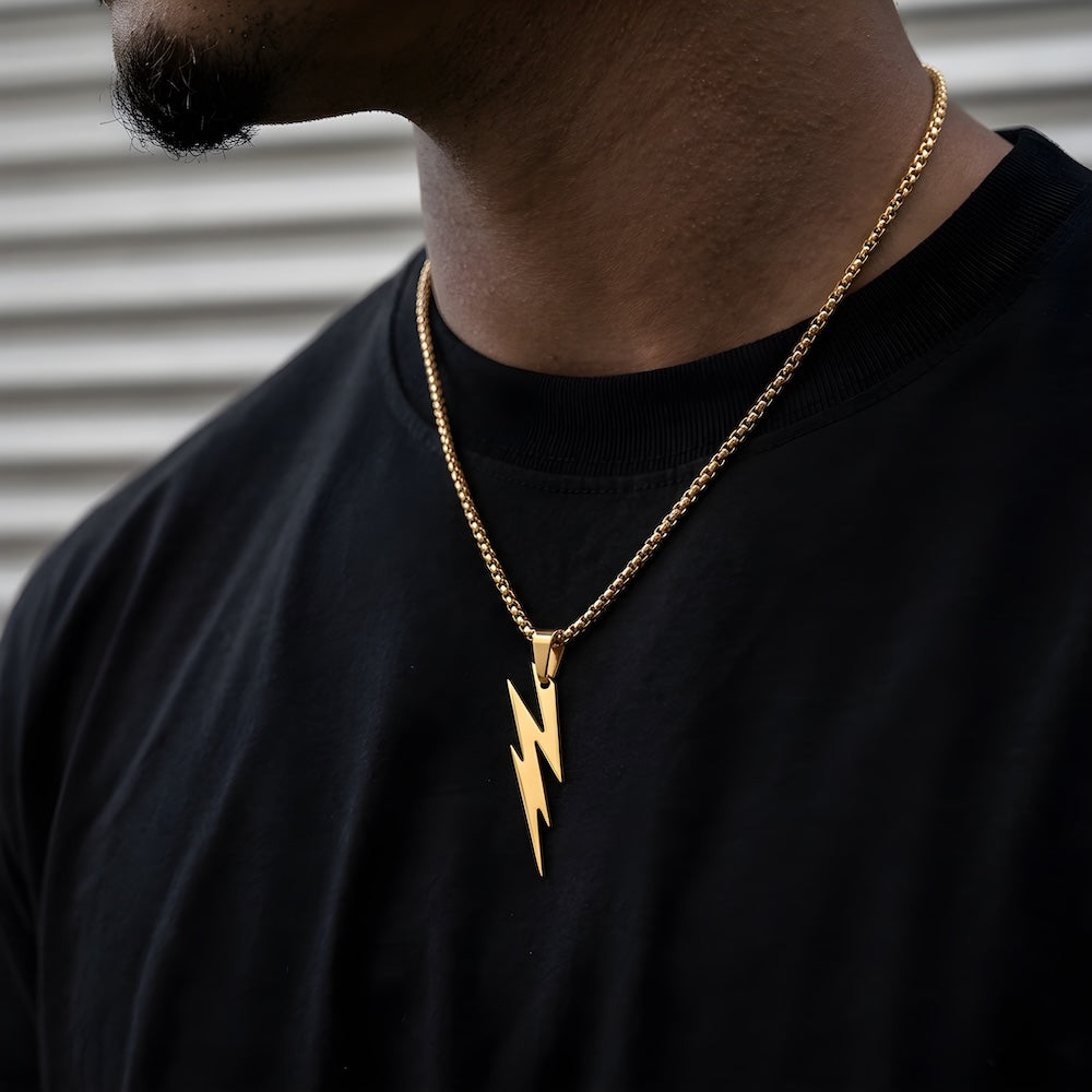 Gold Lightning Bolt Chain Necklace