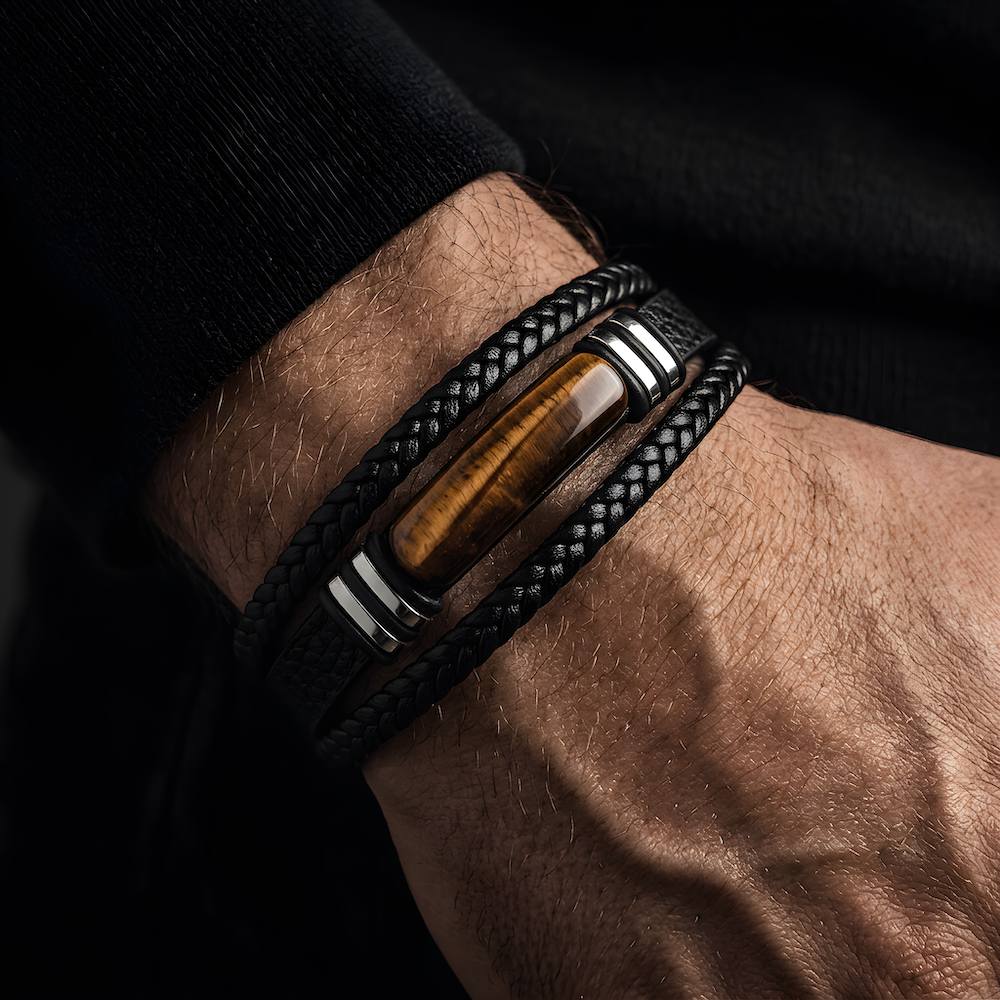 Tiger Eye Leather Bracelet